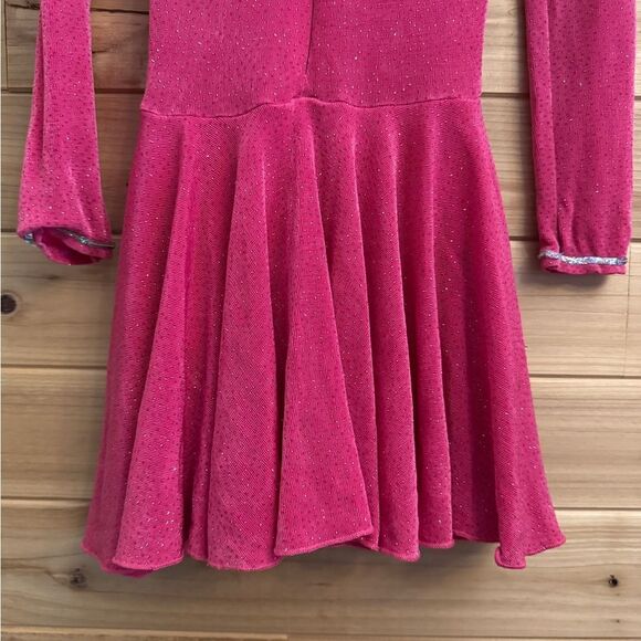 American Girl Size Small Pink Sparkle Dance Ice Skater Twirl Long Sleeve Dress - Picture 7 of 10
